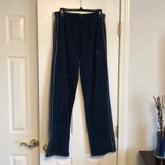 Mens Navy and Gray Adidas Fleece Sweatpants (Size Small) - Picture 1 of 5